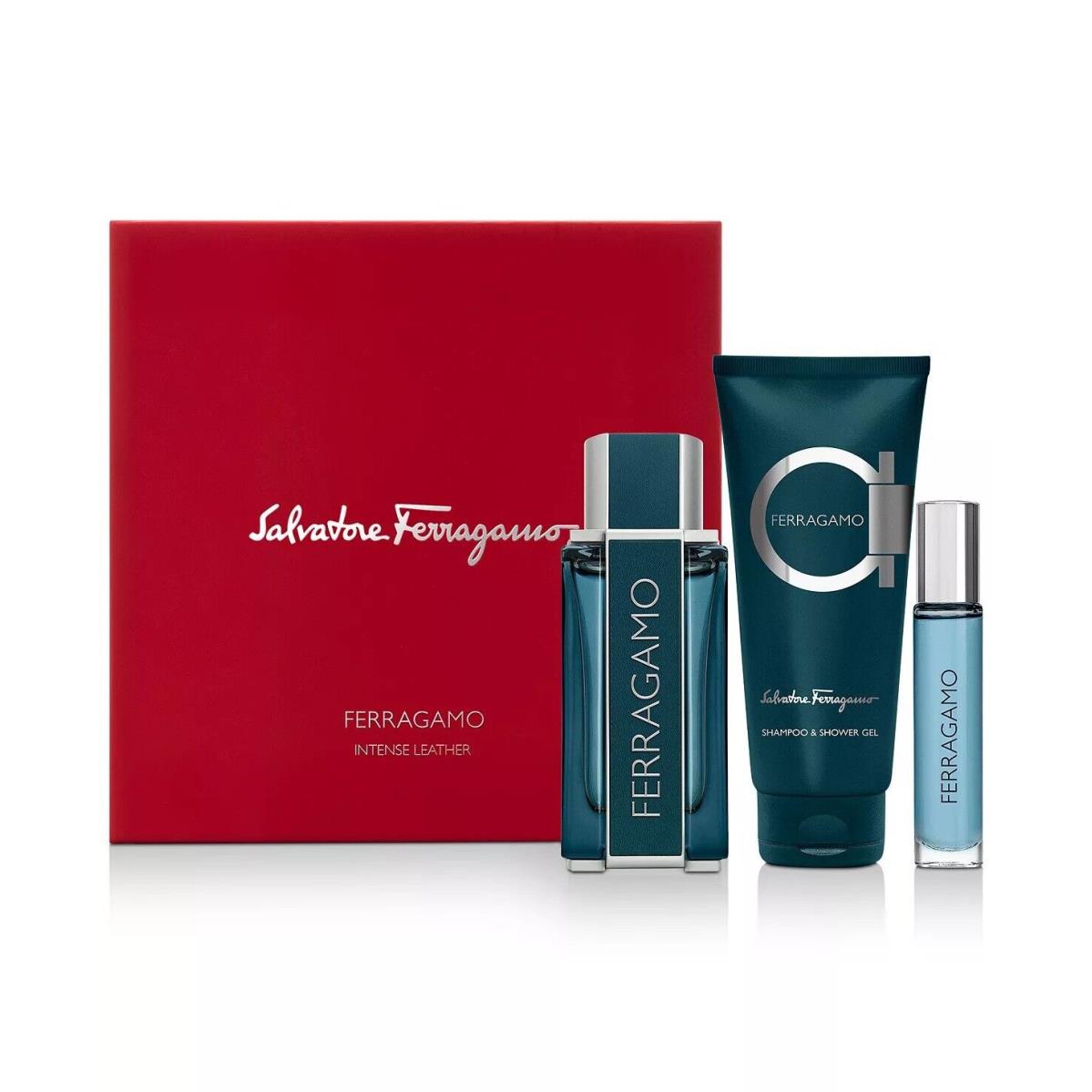 Salvatore Ferragamo Intense Leather Eau de Parfum 3 Piece Gift Set For Men