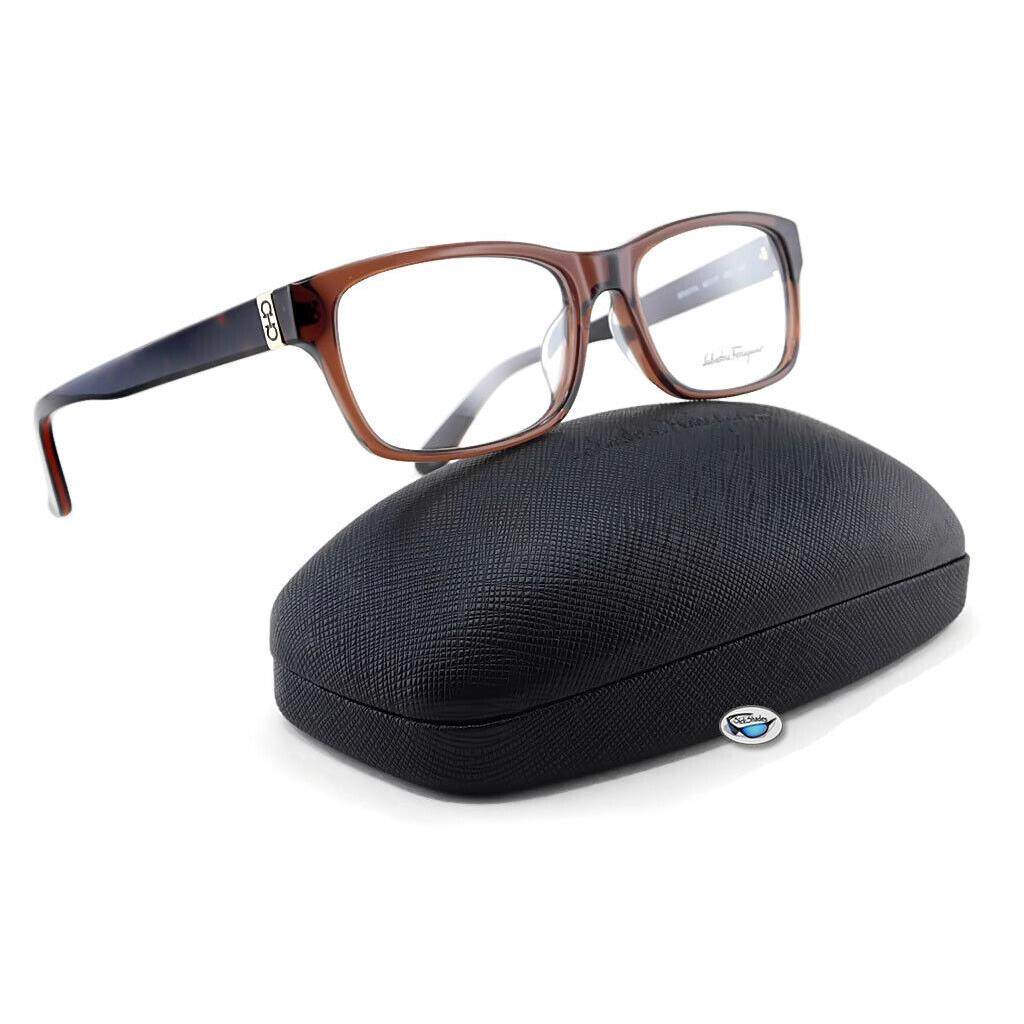 Salvatore Ferragamo Eyeglasses SF2677A 210 - Crystal Brown / Demo Lens - Frame: Crystal Brown, Lens: Clear Demo with Print