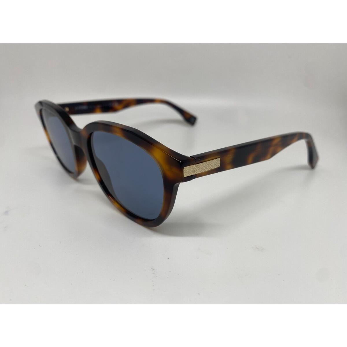 Fendi FE 40092I 53V Round Havana/blue Lens Sunglasses 52-20-145mm