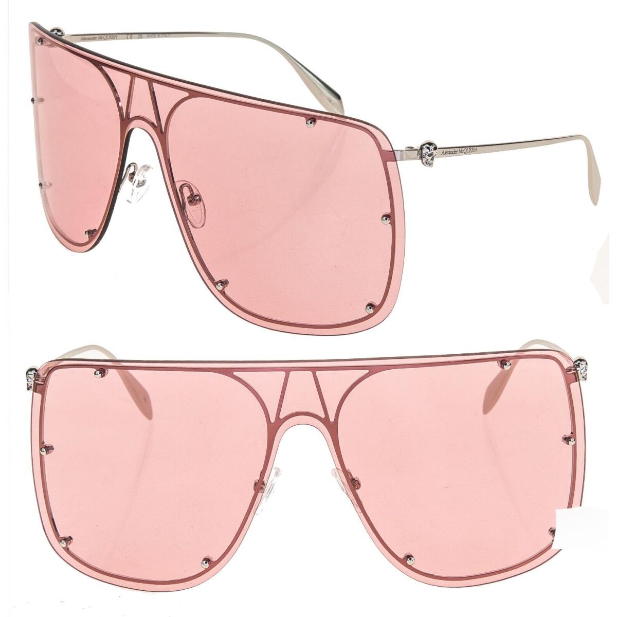 Alexander Mcqueen Silver Skull Pink Metal Shield Mask Sunglasses AM0313S 0313