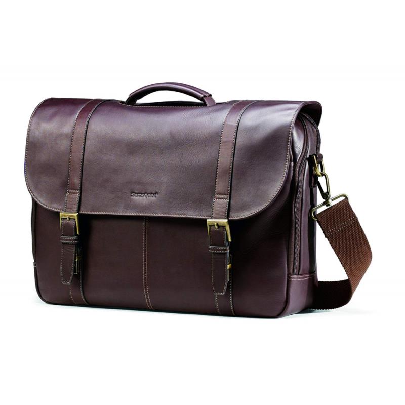 Flap Over Messenger Bag Samsonite Colombian Leather Brown 1 Size Removable Strap