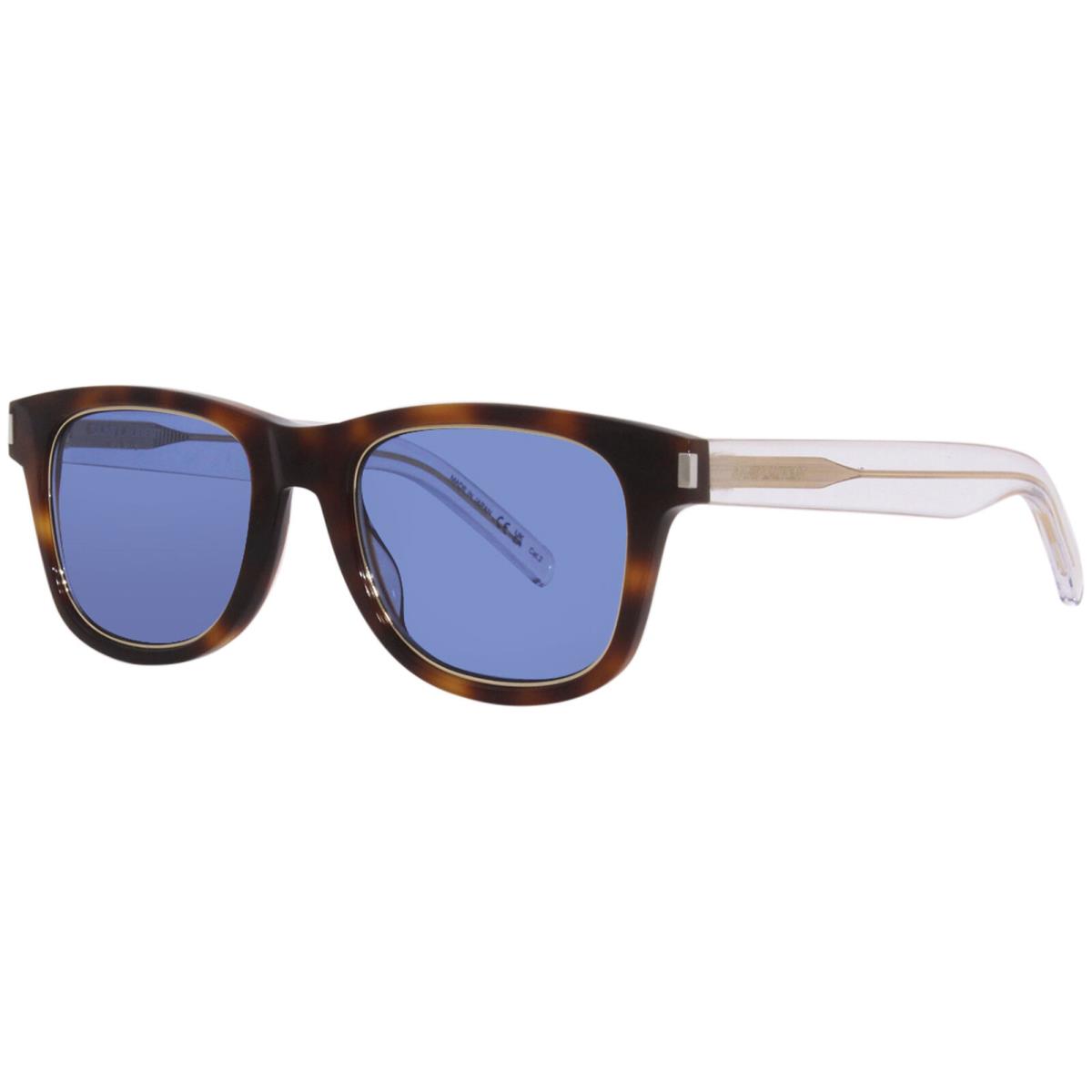 Saint Laurent SL-51-Rim 008 Sunglasses Men`s Havana/crystal Blue Lenses 50mm