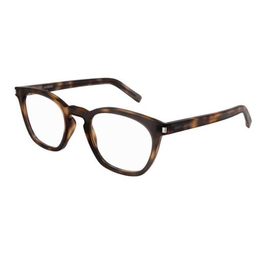 Saint Laurent SL28 Opt 002 Havana Round Unisex Eyeglasses - Frame: Havana, Lens: Clear