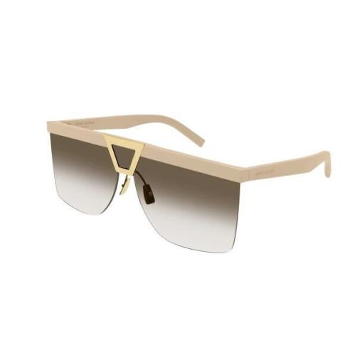 Saint Laurent SL 537 Palace 002 Ivory/brown Oversized Mask Women`s Sunglasses