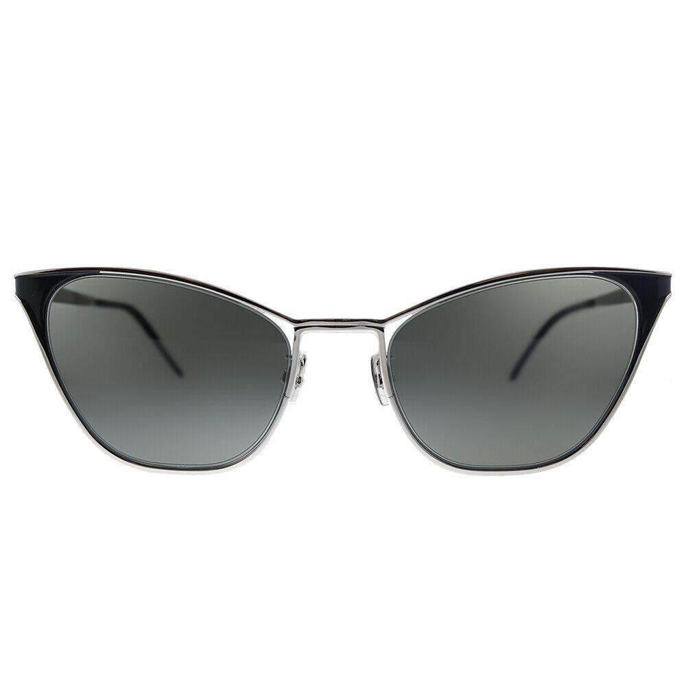 Saint Laurent SL 409 001 Silver Metal Cat-eye Sunglasses Grey Lens