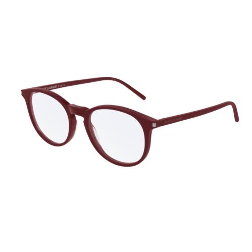 Saint Laurent SL 106 011 Burgundy Round Unisex Eyeglasses