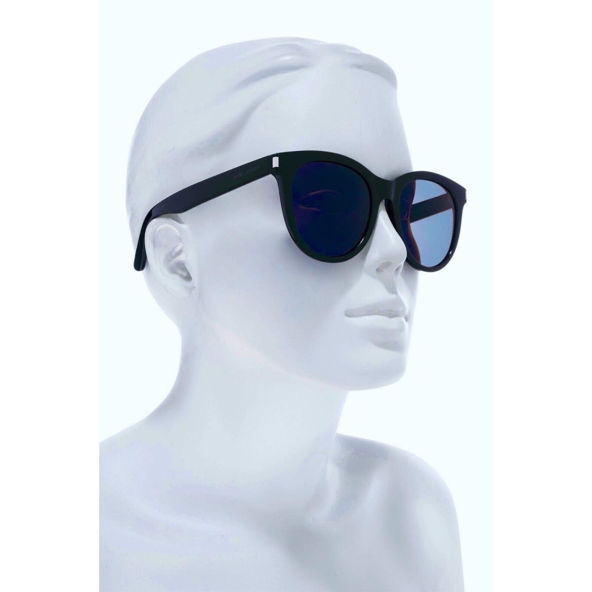 Saint Laurent SL101/K 001 Black Blue Flash Mirrored Effect Oval Sunglasses. 55mm