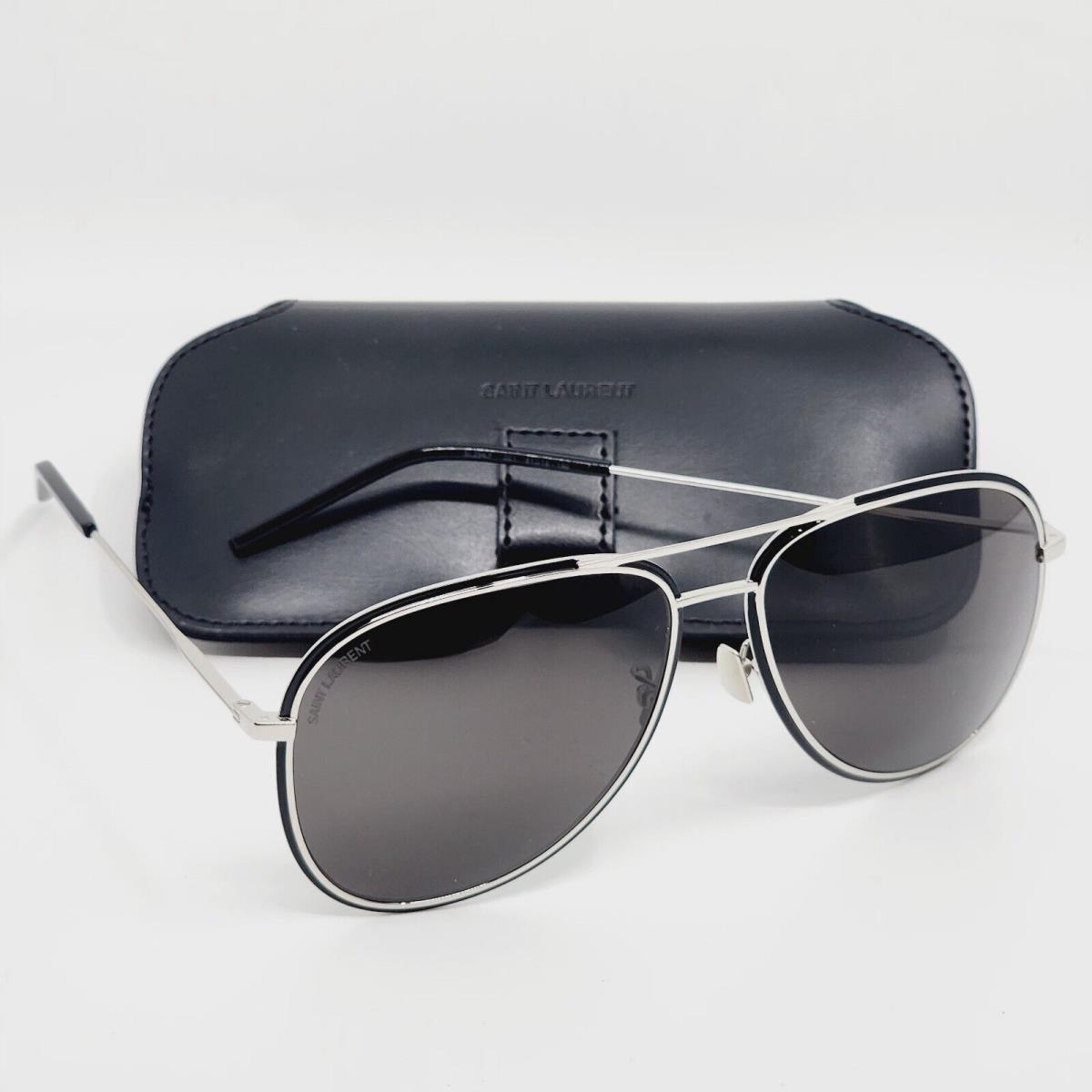 Saint Laurent Ysl SL294/F 001 Black/silver/grey Lens Men`s Aviator Sunglasses