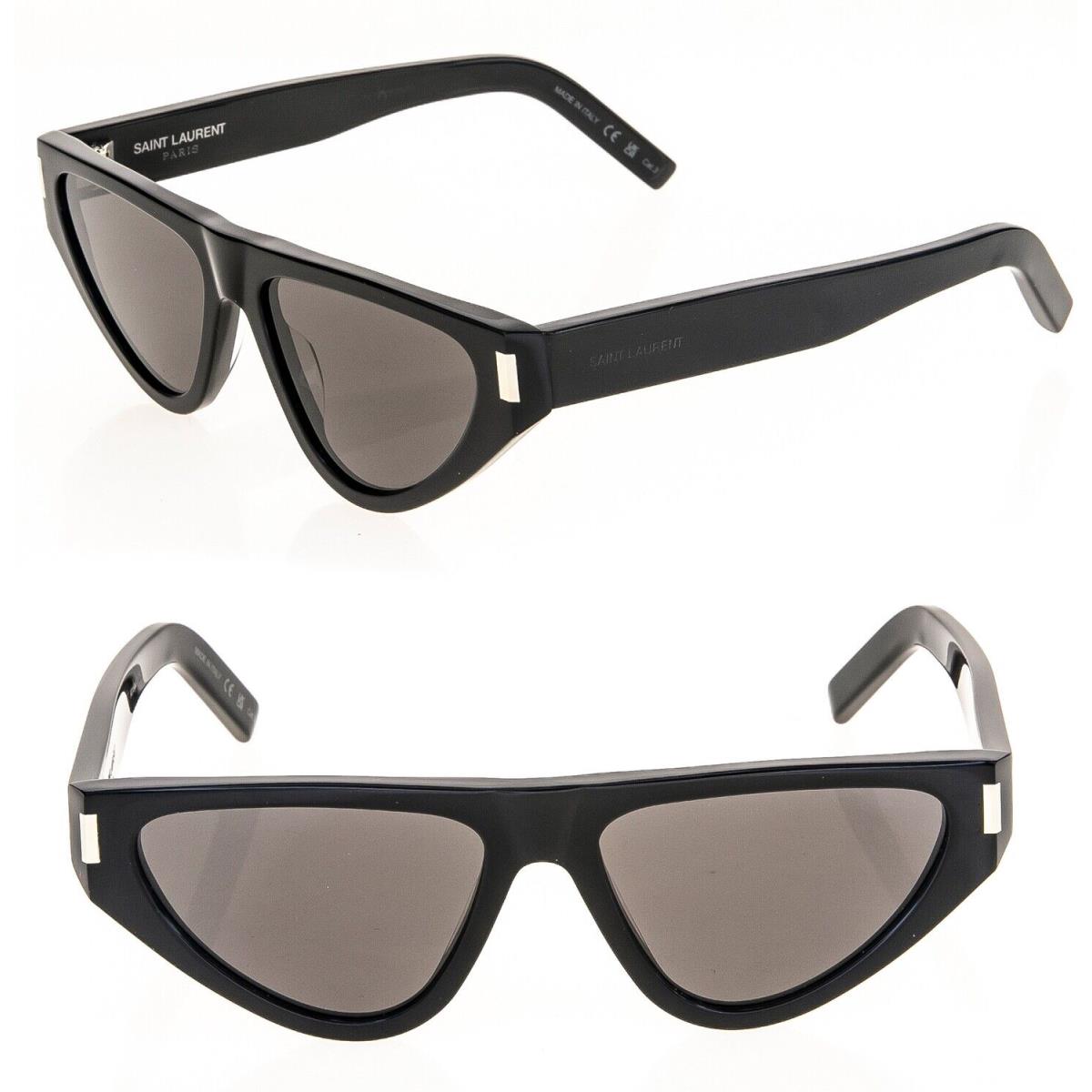 Saint Laurent 468 Ysl SL468 001 Black Bold Geometric Cat Unisex Style Sunglasses