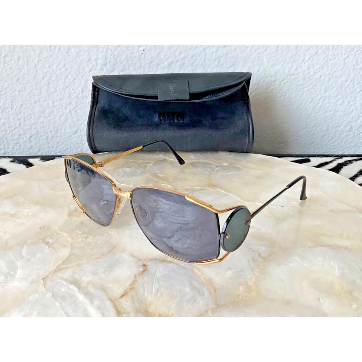 Yves Saint Laurent Gold Wrap SM / Blue Tint Vintage Sunglasses 6002 Y104/2 115