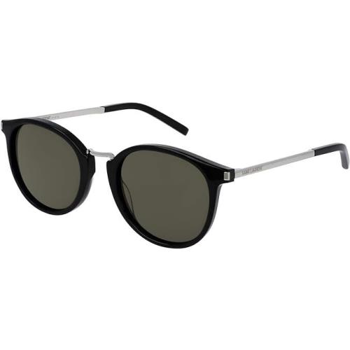 Saint Laurent SL130 Combi 005 Black Round Gray 49mm Non-polarized Sunglasses