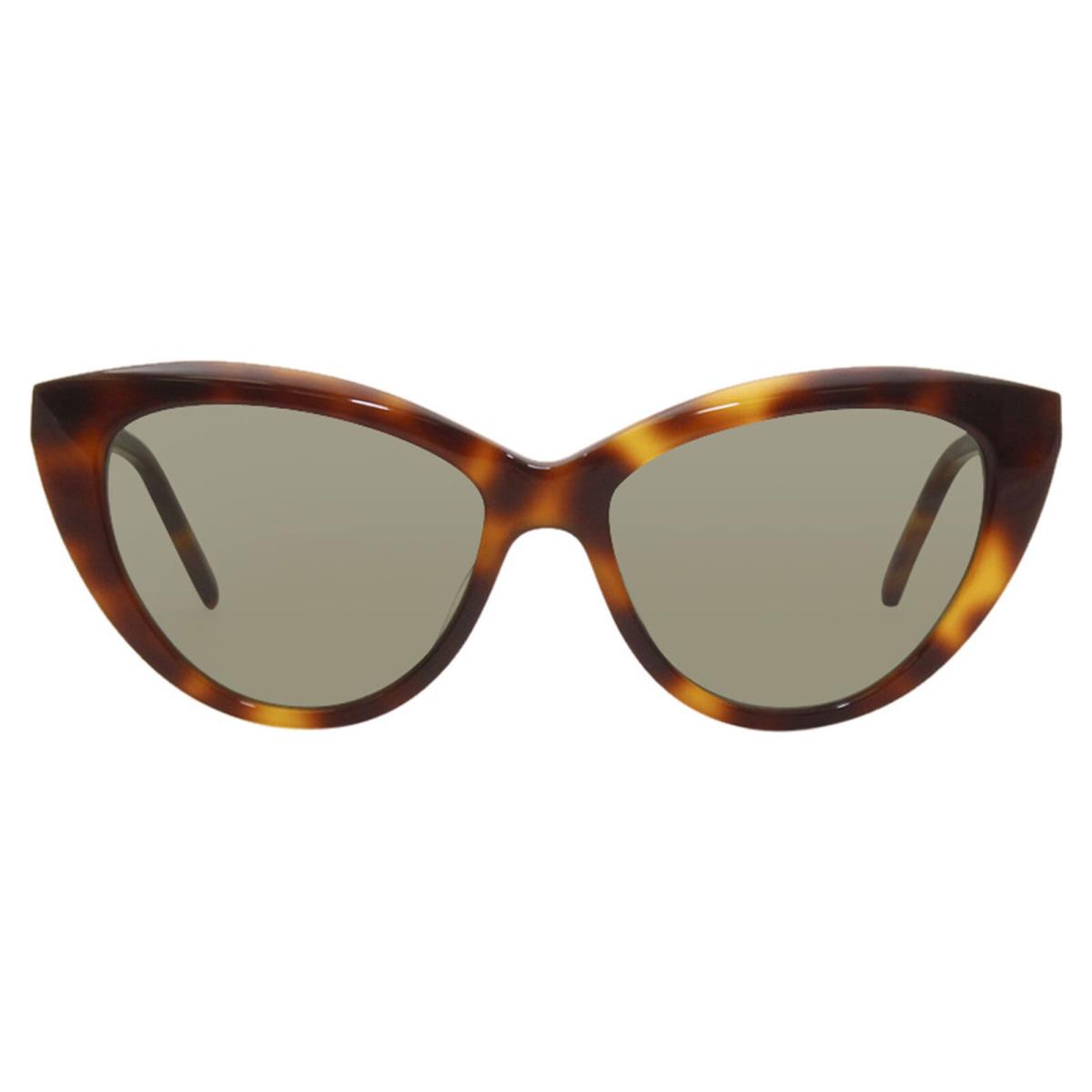 Saint Laurent SL-M81 003 Sunglasses Women`s Havana-gold/green Lens Cat Eye 55mm