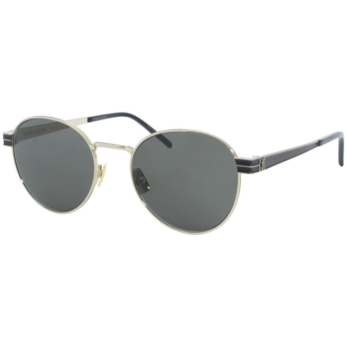 Saint Laurent Monogram SLM62 003 Sunglasses Men`s Gold/grey Lenses Round 52mm