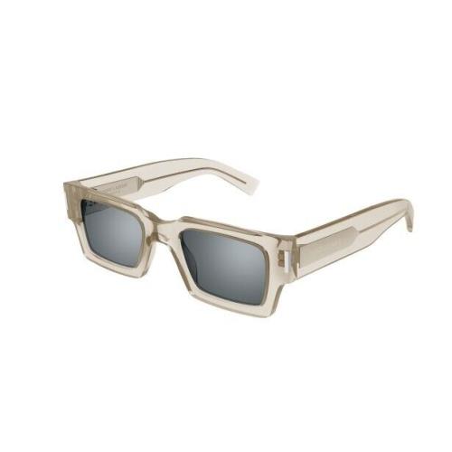 Saint Laurent SL 572 003 Beige/silver Mirrored Square Unisex Sunglasses