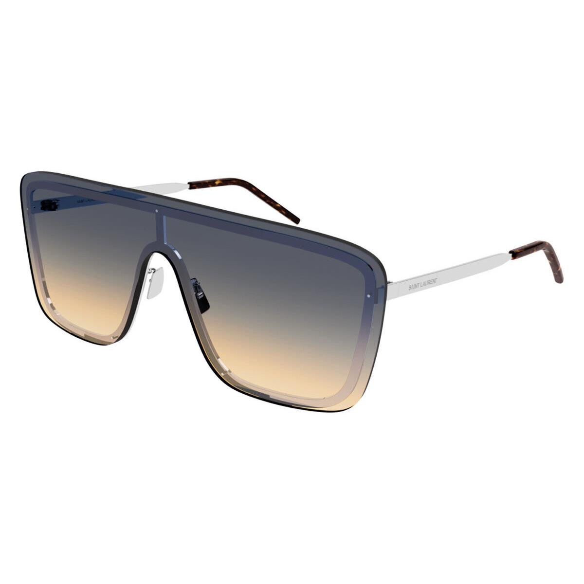 Saint Laurent SL 364 Mask Sunglasses Unisex Silver Shield 99mm - Frame: Silver, Lens: Green Gradient