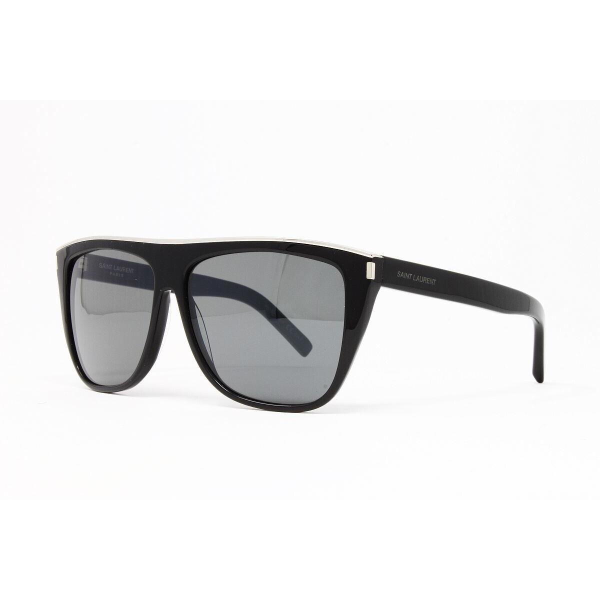 Saint Laurent Sunglasses Unisex Square SL1 Combi 001 Black 59mm Grey Lens