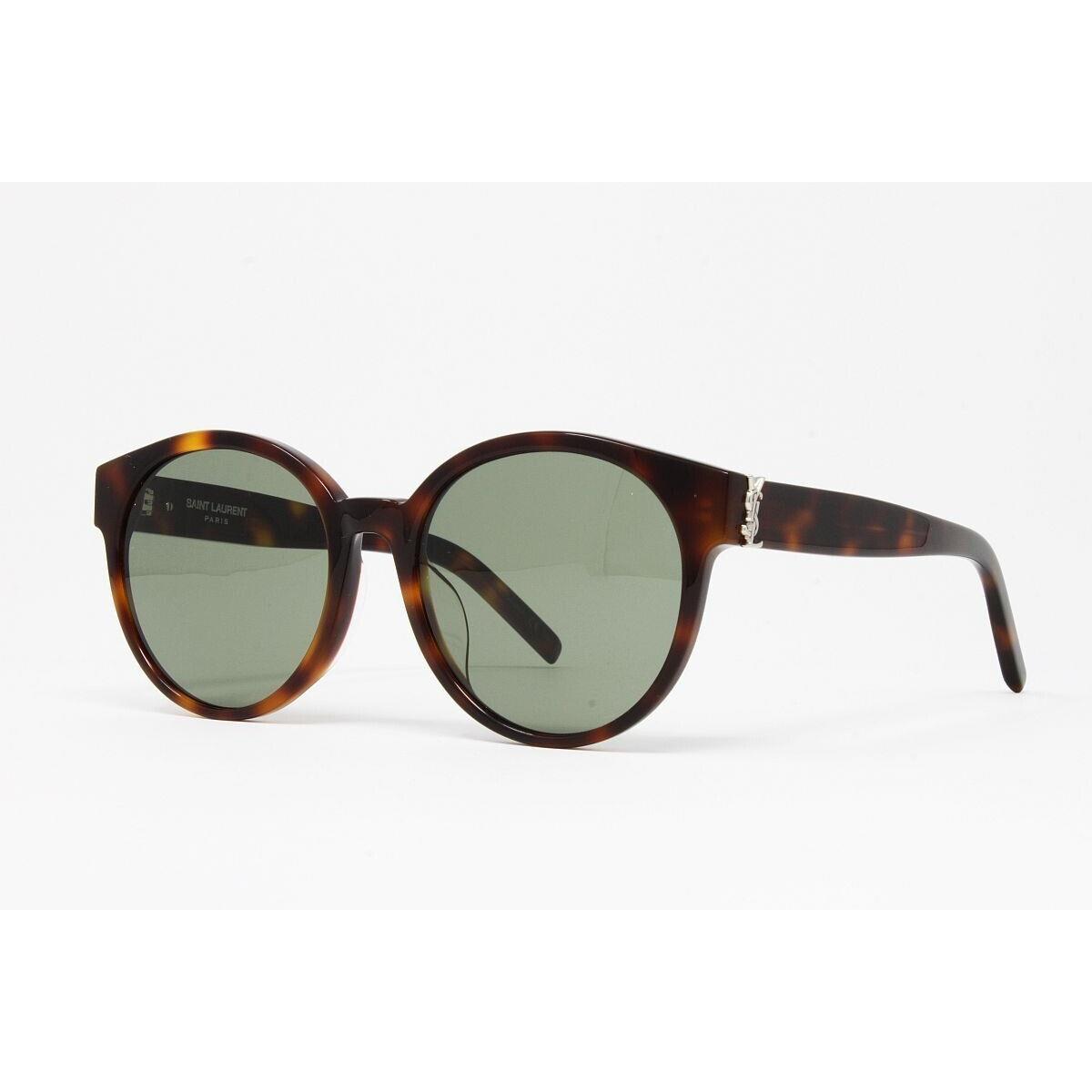 Saint Laurent Sunglasses Women`s Round SLM31F 005 Havana 55mm Green Lens