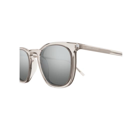 Saint Laurent SL 623 004 Beige/ Silver Square Mirrored Men`s Sunglasses