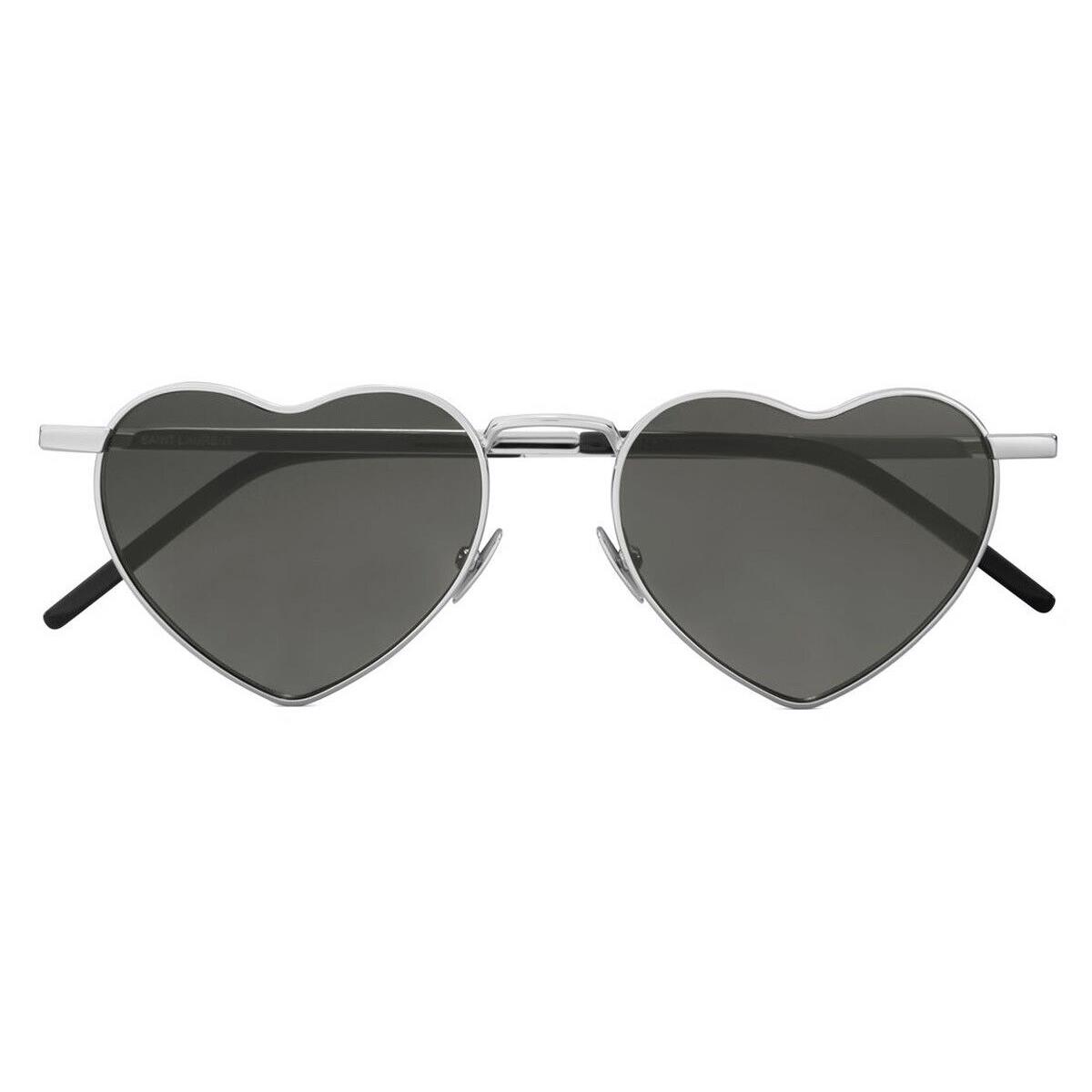 Saint Laurent SL 301 Loulou Sunglasses Geometric 52mm - Frame: Silver / Grey, Lens: Grey