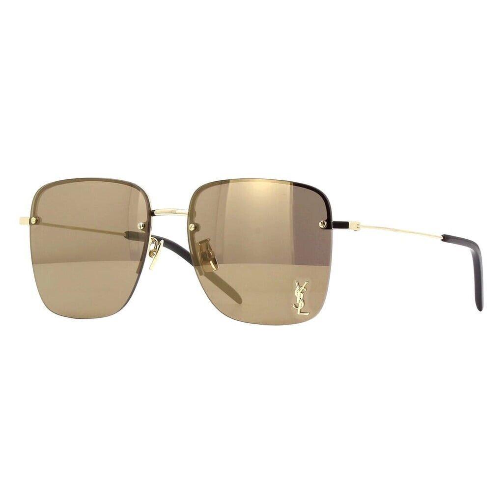 Saint Laurent SL 312 M 006 Gold Grey Gold Mirror Ysl Logo Lens Women Sunglasses