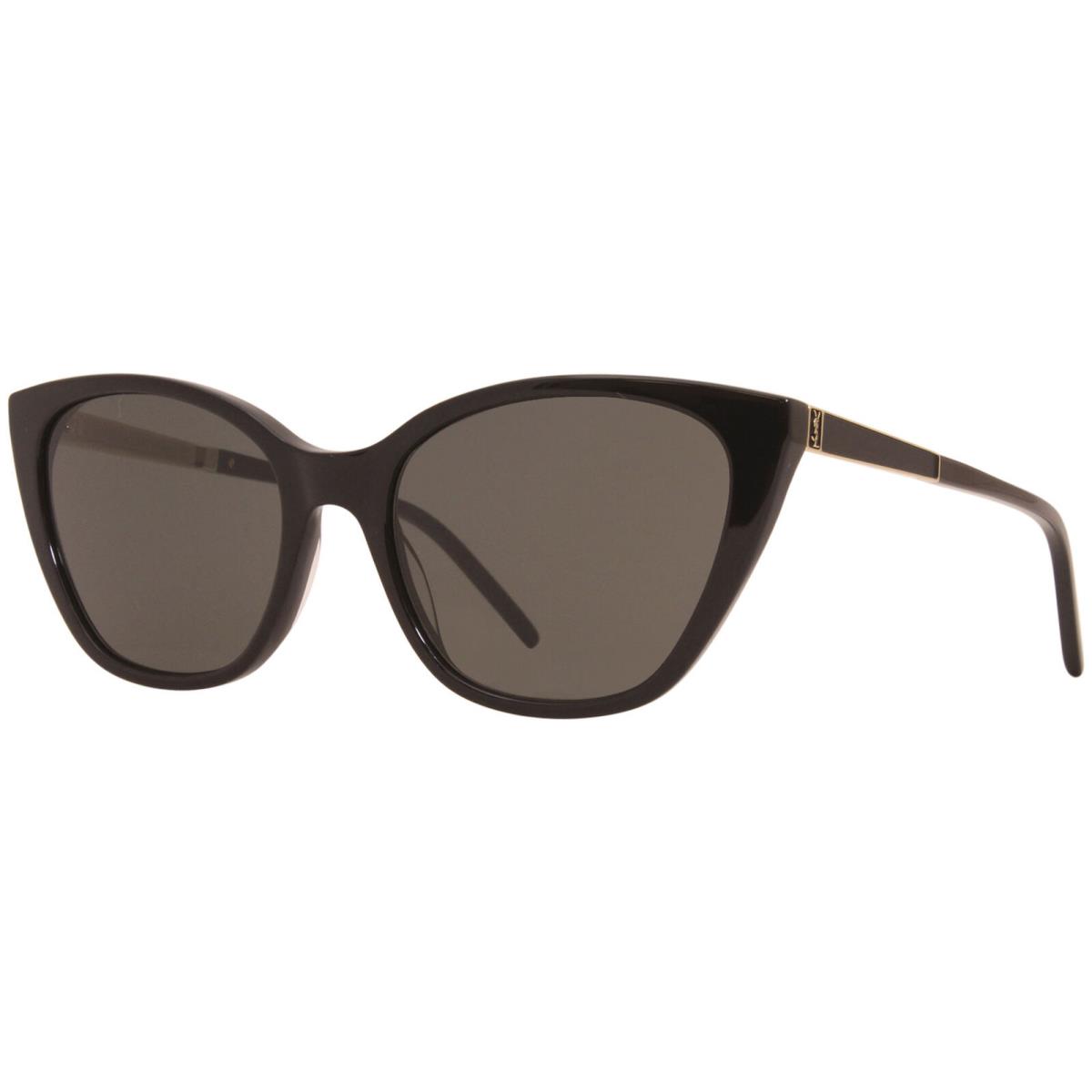 Saint Laurent SL M69 004 Sunglasses Women`s Black-gold-grey Fashion Cat Eye 56mm