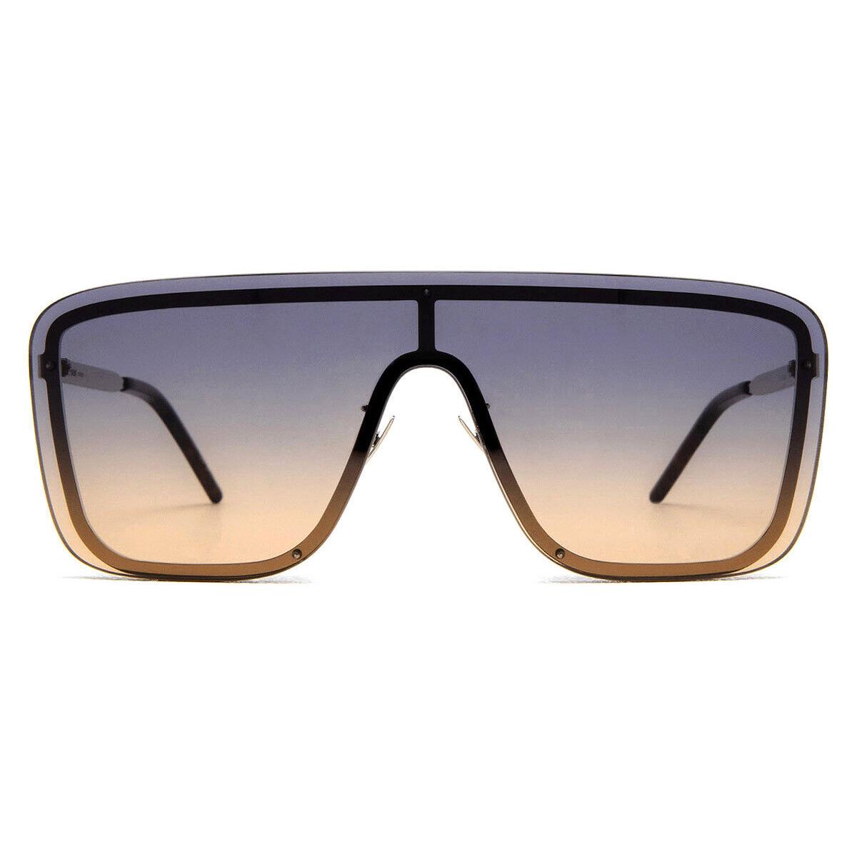 Saint Laurent SL 364 Mask Sunglasses Unisex Silver Shield 99 - Frame: Silver, Lens: Green Gradient