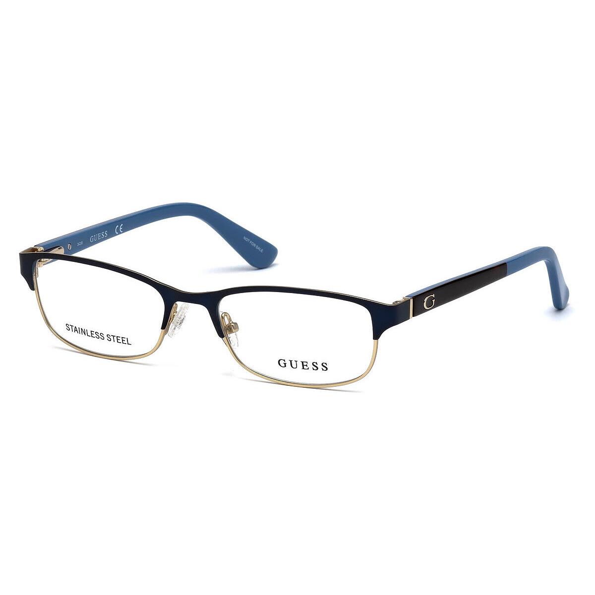 Guess GU2614 Eyeglasses Women Matte Blue Geometric 52mm