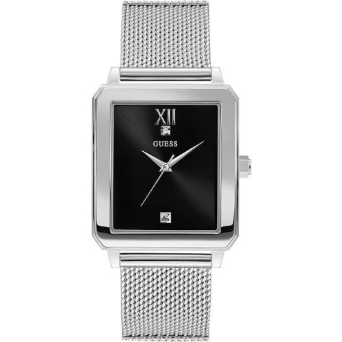 Guess Rectangular Stainless Steel Mesh Bracelet Watch U1074G1