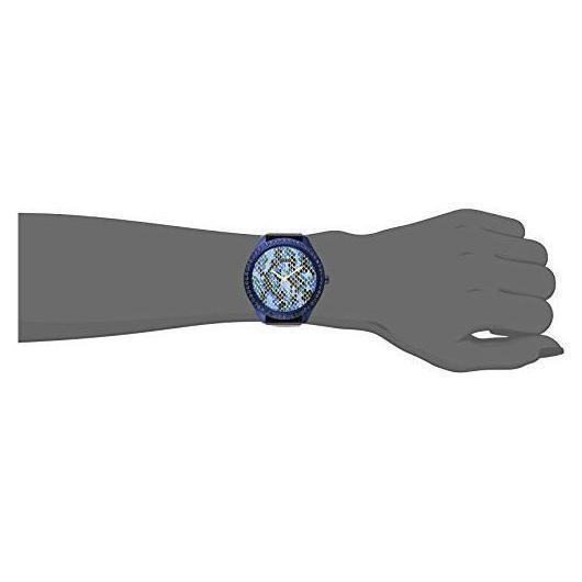 Guess Iconic Indigo Blue Python Print Leather Strap Watch 44mm U0625L3