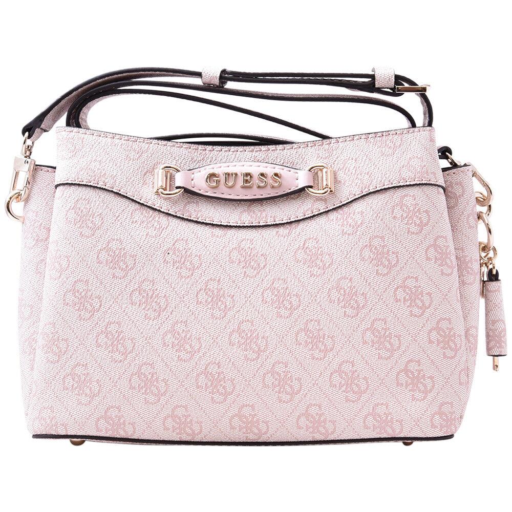 Guess Emera Logo Women`s Crossbody Girlfriend Zip Handbag Blush Logo Signature