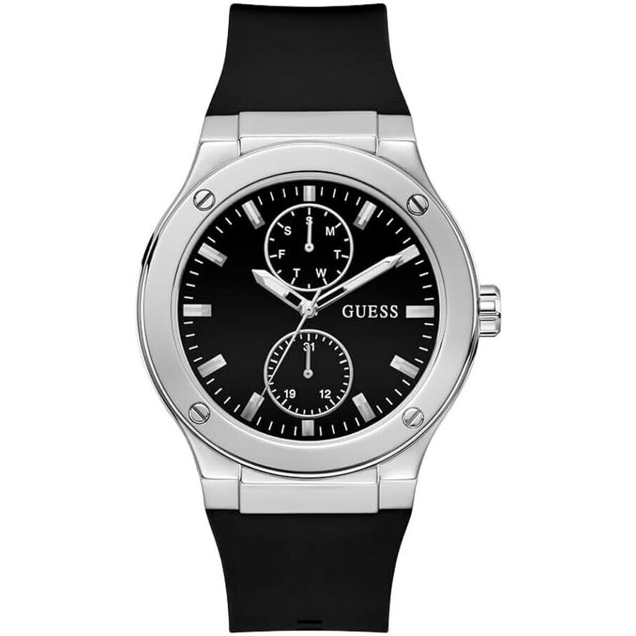 Guess Men`s Black Silver Tone Multi-function Watch GW0491G3