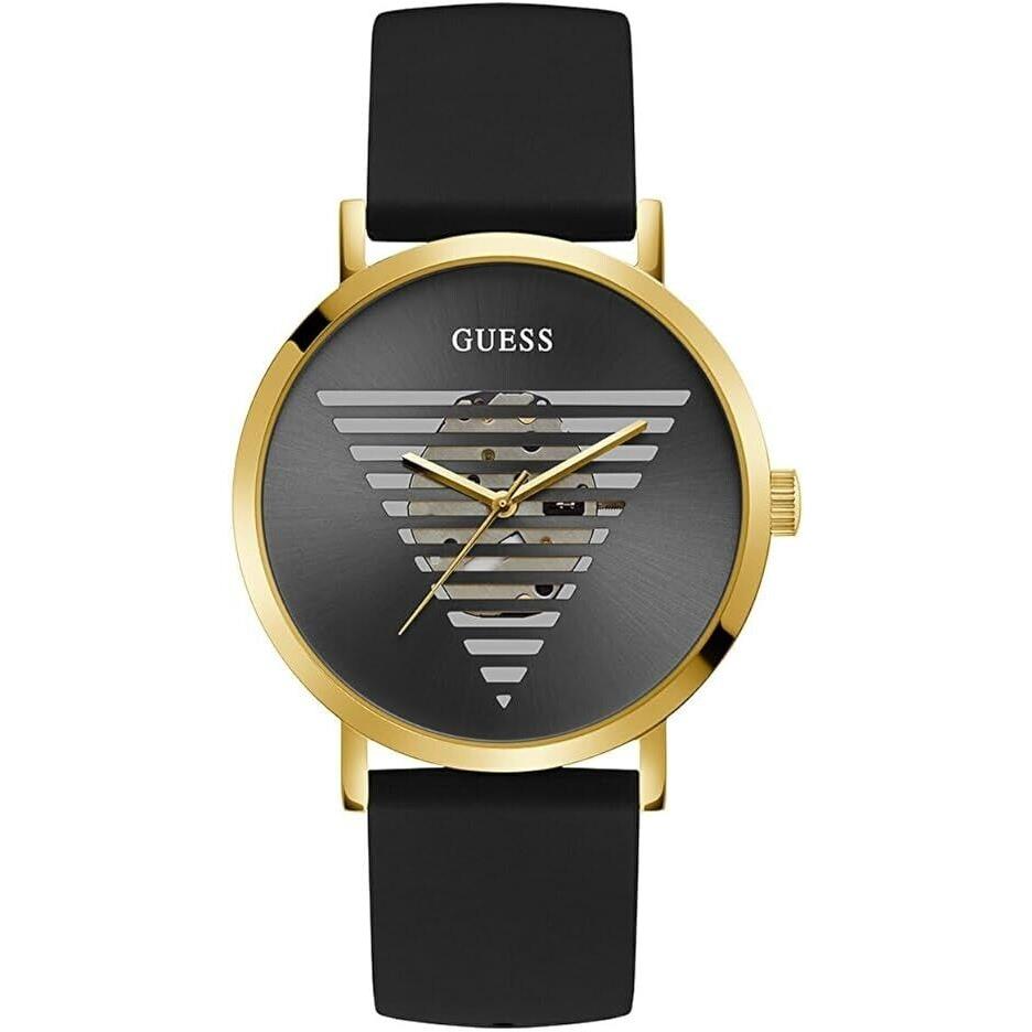 Guess Men`s 44mm Black Strap Black Dial Case Watch GW0503G1