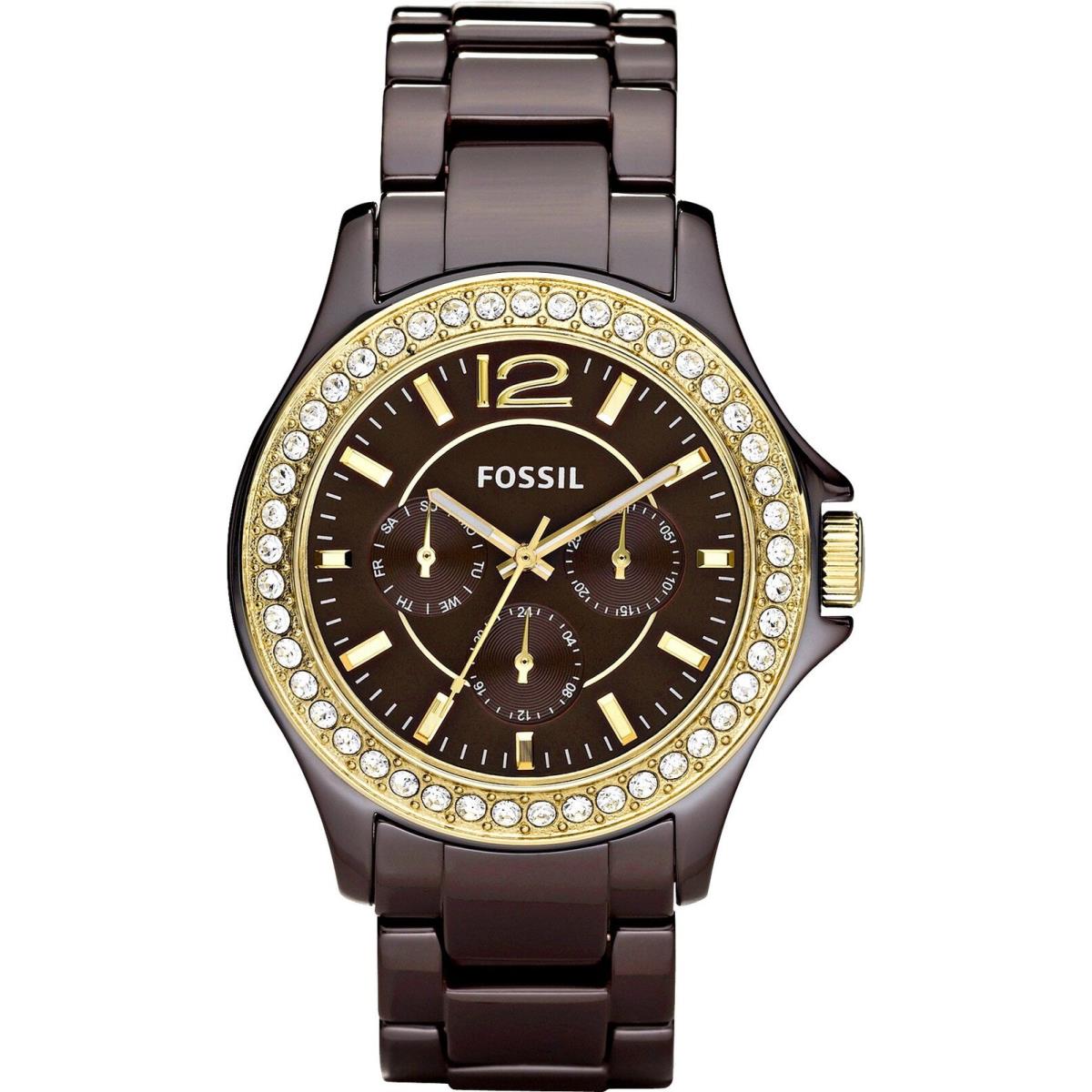 Fossil Women`s CE1044 Riley Brown Dial Watch