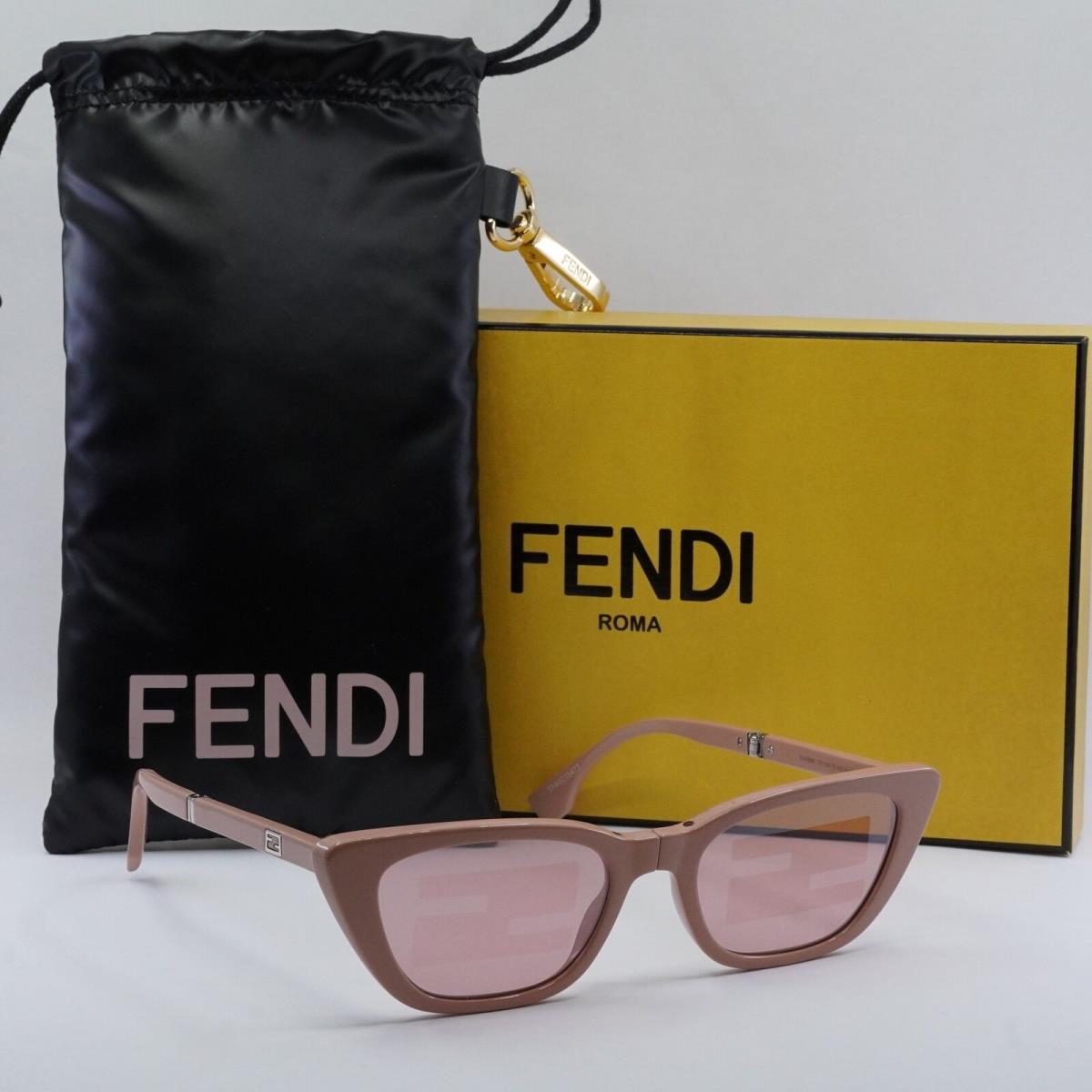 Fendi FE40089I 72U Shiny Pink/pink Mirror Pattern 53-19-140 Sunglasses