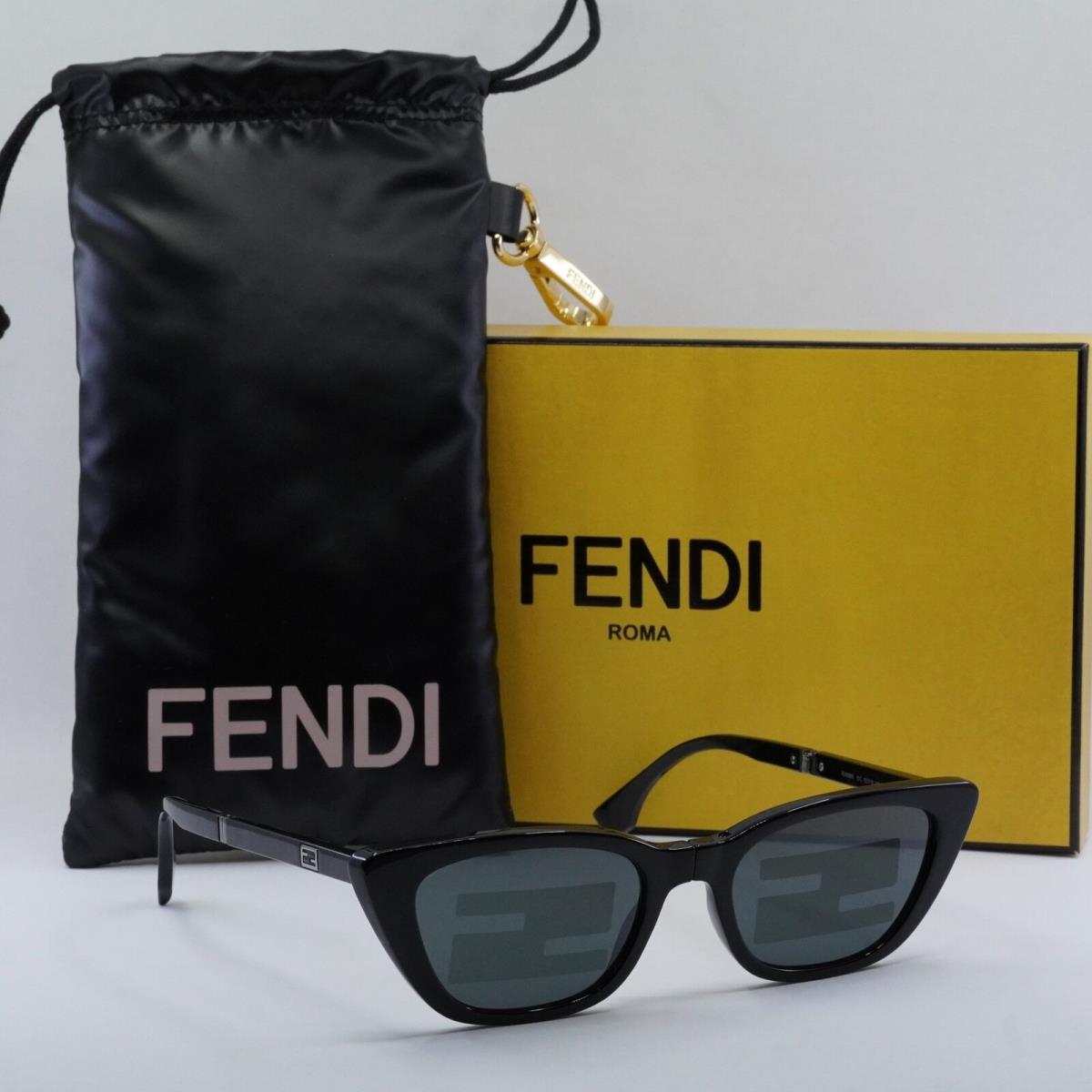 Fendi FE40089I 01C Shiny Black/smoke Mirror Pattern 53-19-140 Sunglasses