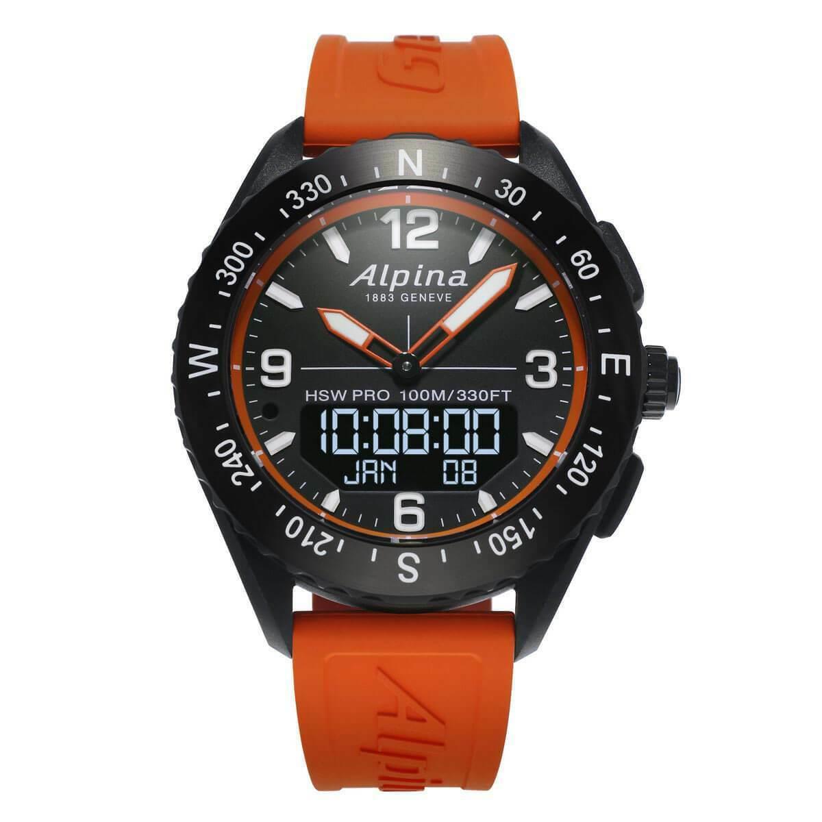 Alpina Men`s Smartwatch Alpinerx Hsw Orange Rubber Strap AL-283LBO5AQ6