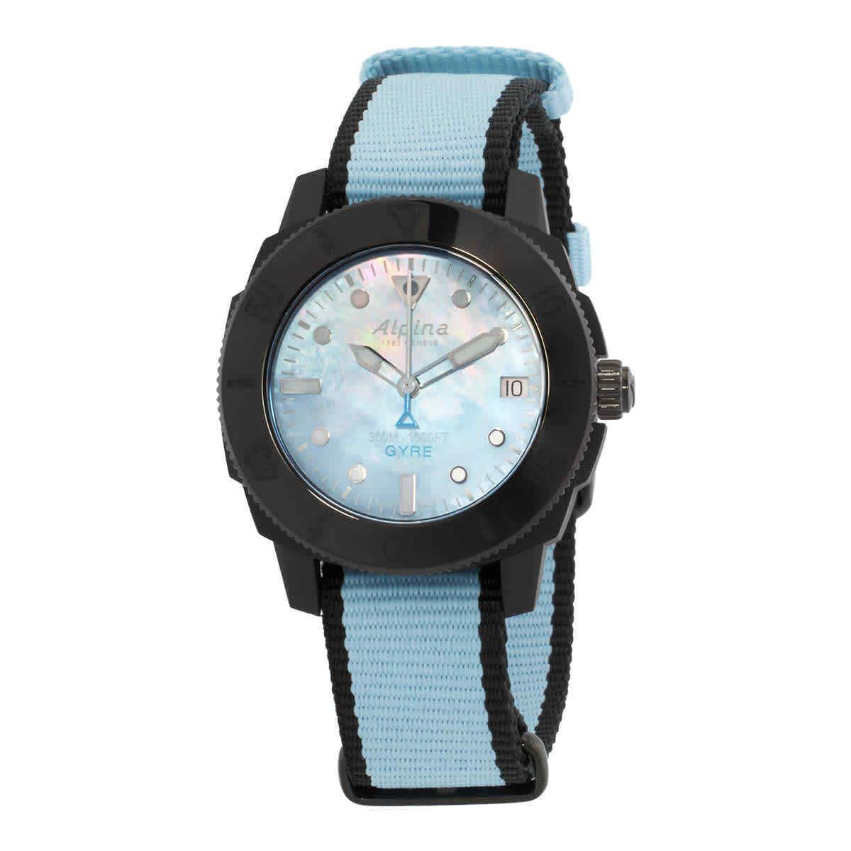 Alpina Seastrong Diver Gyre Automatic Ladies Watch AL-525LMPLNB3VG6 - Dial: Blue, Band: Multicolor, Bezel: Black