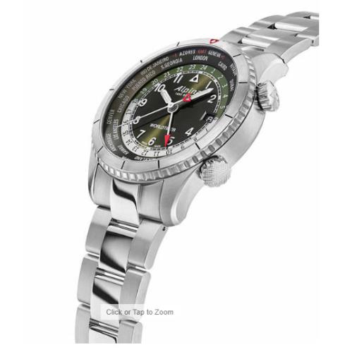 Alpina Startimer Pilot Worldtimer Stainless Steel Swiss Quartz Men AL-255GR4S26B