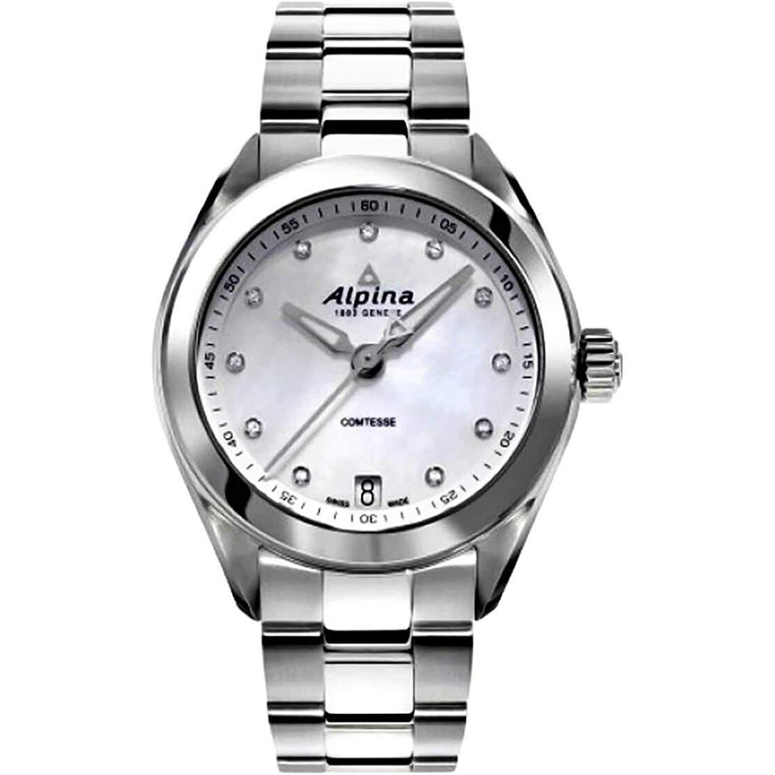 Alpina Comtesse Stainless Blue Mop Diamond Dial Women`s Watch