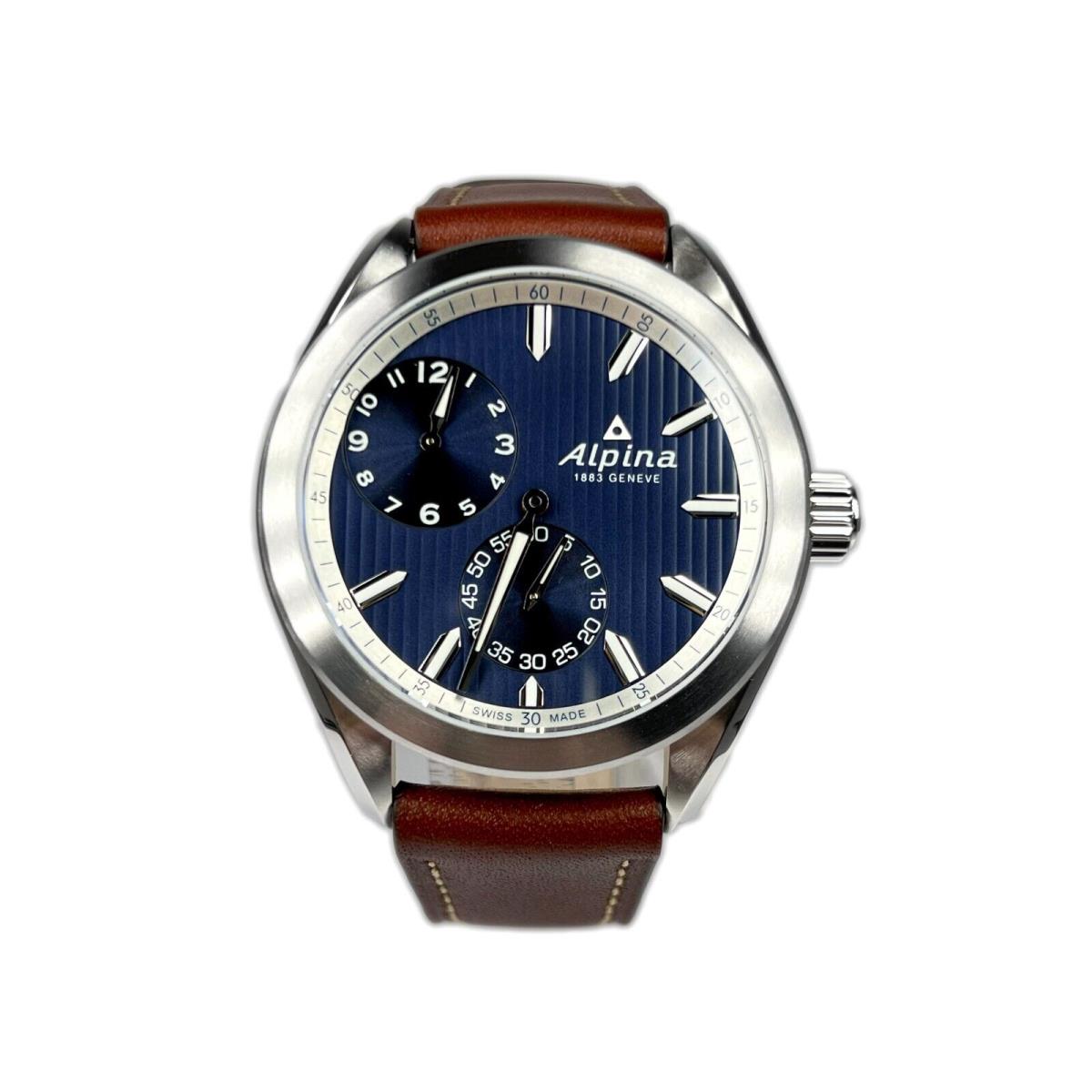 Alpina Alpiner Regulator Stainless Steel Men s Watch AL-650NNS5E6 - Dial: Blue, Band: Brown, Bezel: Steel