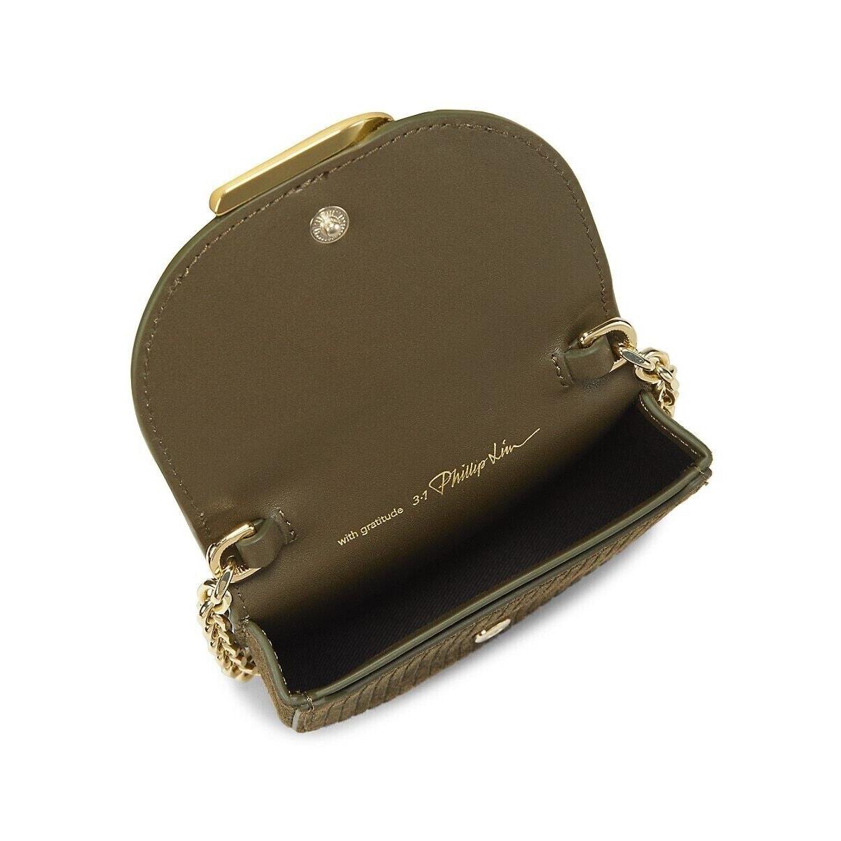 3.1 Phillip Lim Mini Alix Green Leather Card Case On Chain Women`s Handbag - Handle/Strap: Gold, Hardware: Gold, Exterior: Green