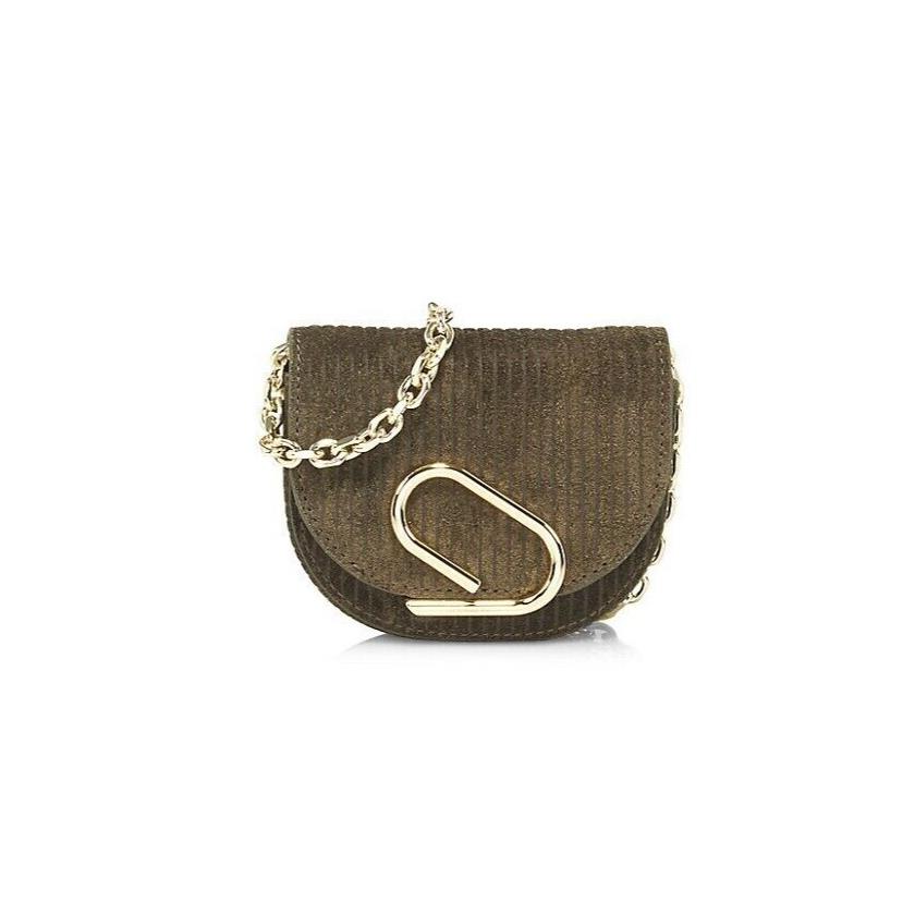 3.1 Phillip Lim Mini Alix Green Leather Card Case On Chain Women`s Handbag