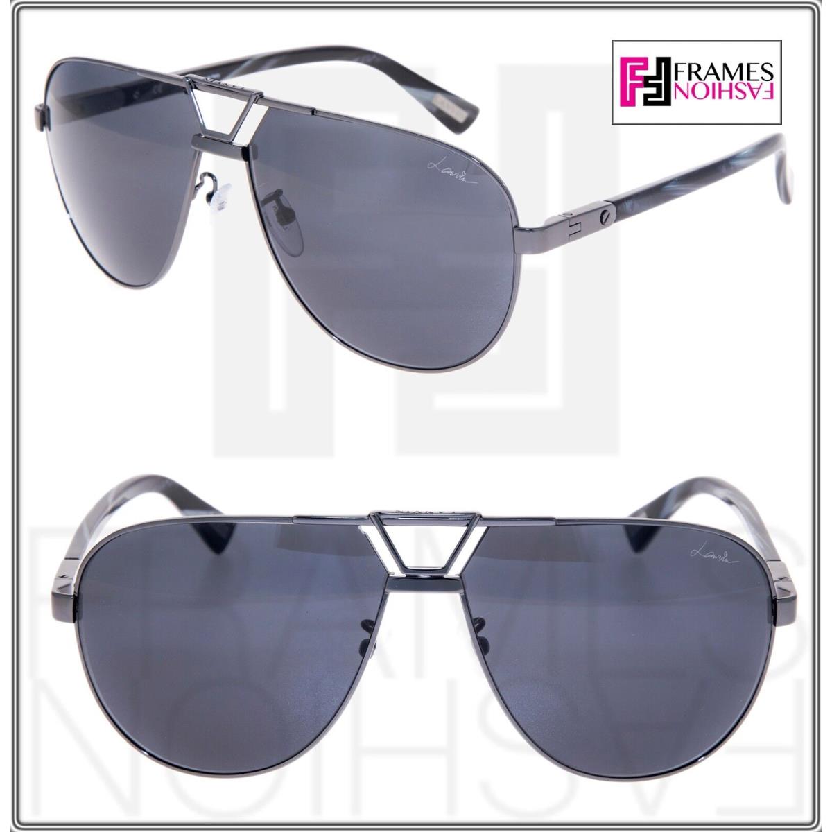 Lanvin LN043S Gunmetal Black Horn Aviator Mirrored Sunglasses 043 Unisex