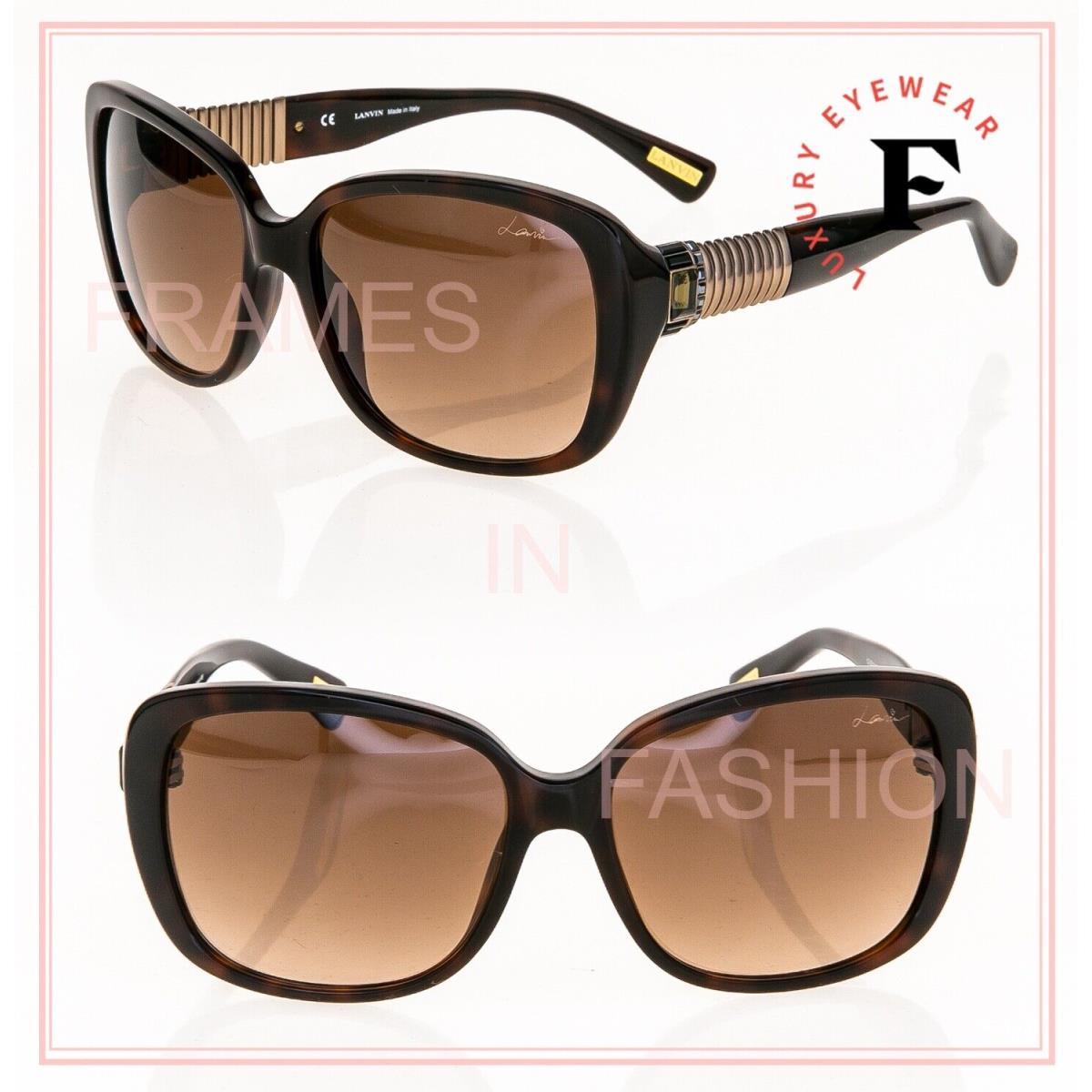 Lanvin SLN578S Copper Brown Rectangle Crystal Jewel Industrial Sunglasses 578