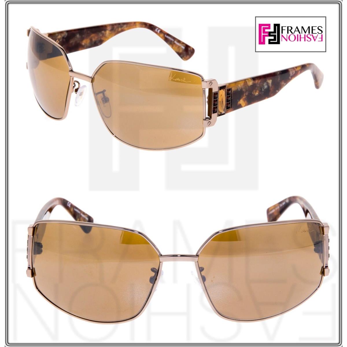 Lanvin LN020 Copper Metal Brown Marble Silver Mirror Wrap Crystal Sunglasses 020