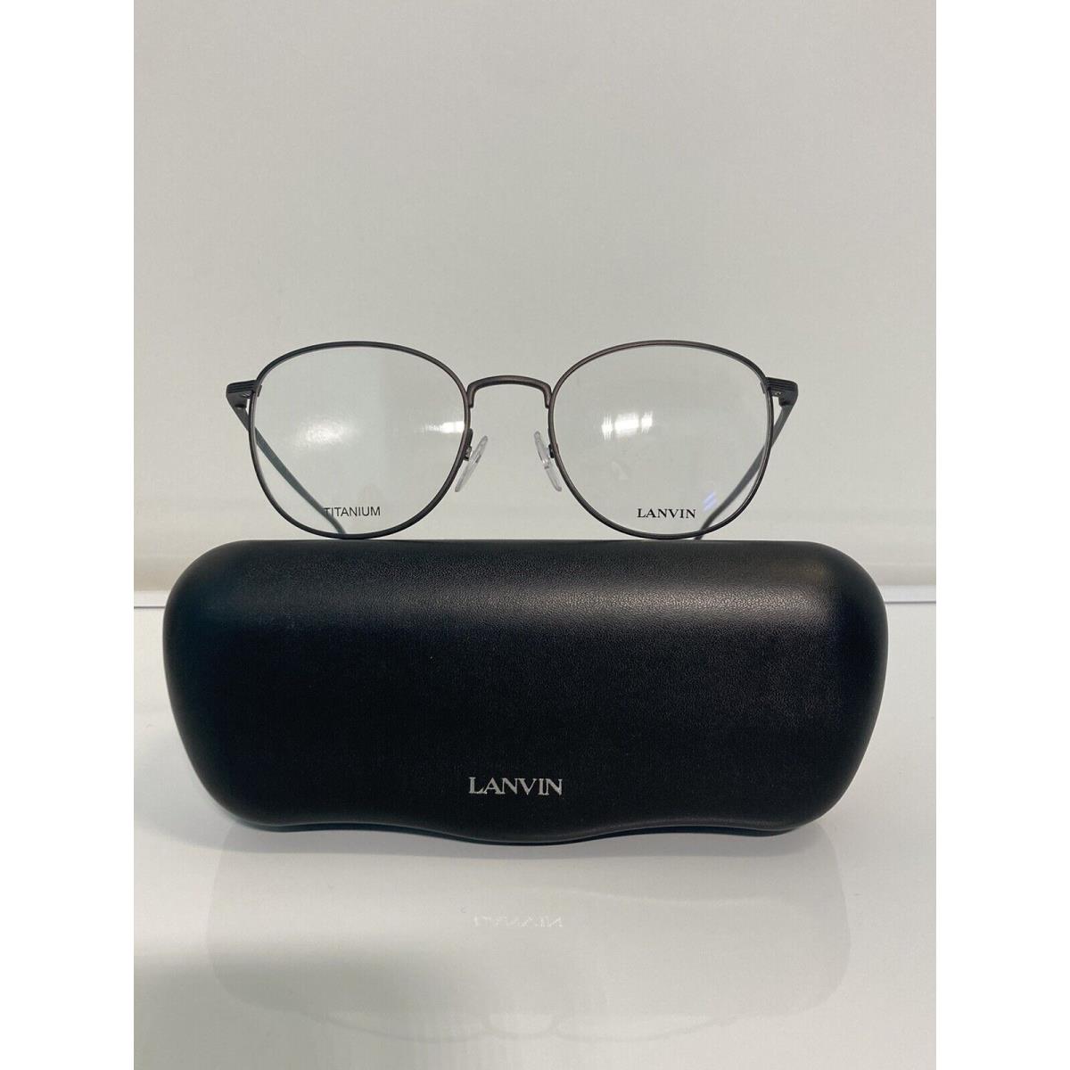 Lanvin Vln093 531 Matte Black Titanium Round Metal Eyeglasses 50mm