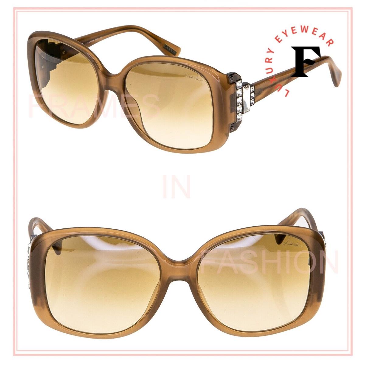 Lanvin SLN552S Beige Horn Brown Rectangle Crystal Jewelsunglasses 552 Women