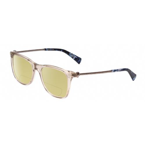 John Varvatos V418 Womens Polarized Bifocal Sunglasses Smoke Crystal/silver 52mm Yellow