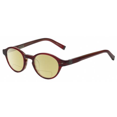 John Varvatos V356 Round Polarized Bi-focal Sunglasses Crystal Red Marble 43 mm Yellow