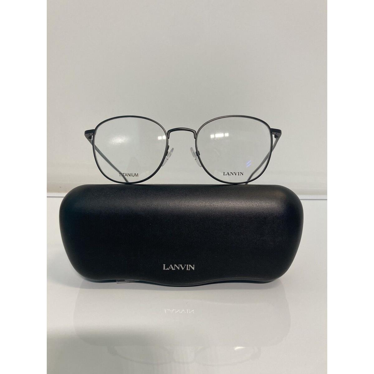 Lanvin Vln093 r07 Matte Black Titanium Round Metal Eyeglasses 50mm